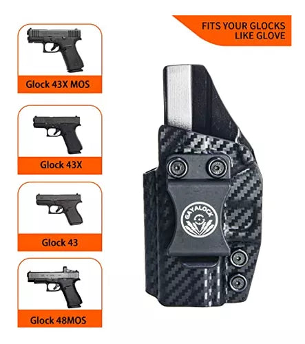 Glock 43/43X/43MOS/48/48MOS Compatible with Gayalock IWB Kydex Carbon Black Holster in Pakistan - Crossfire.Pk