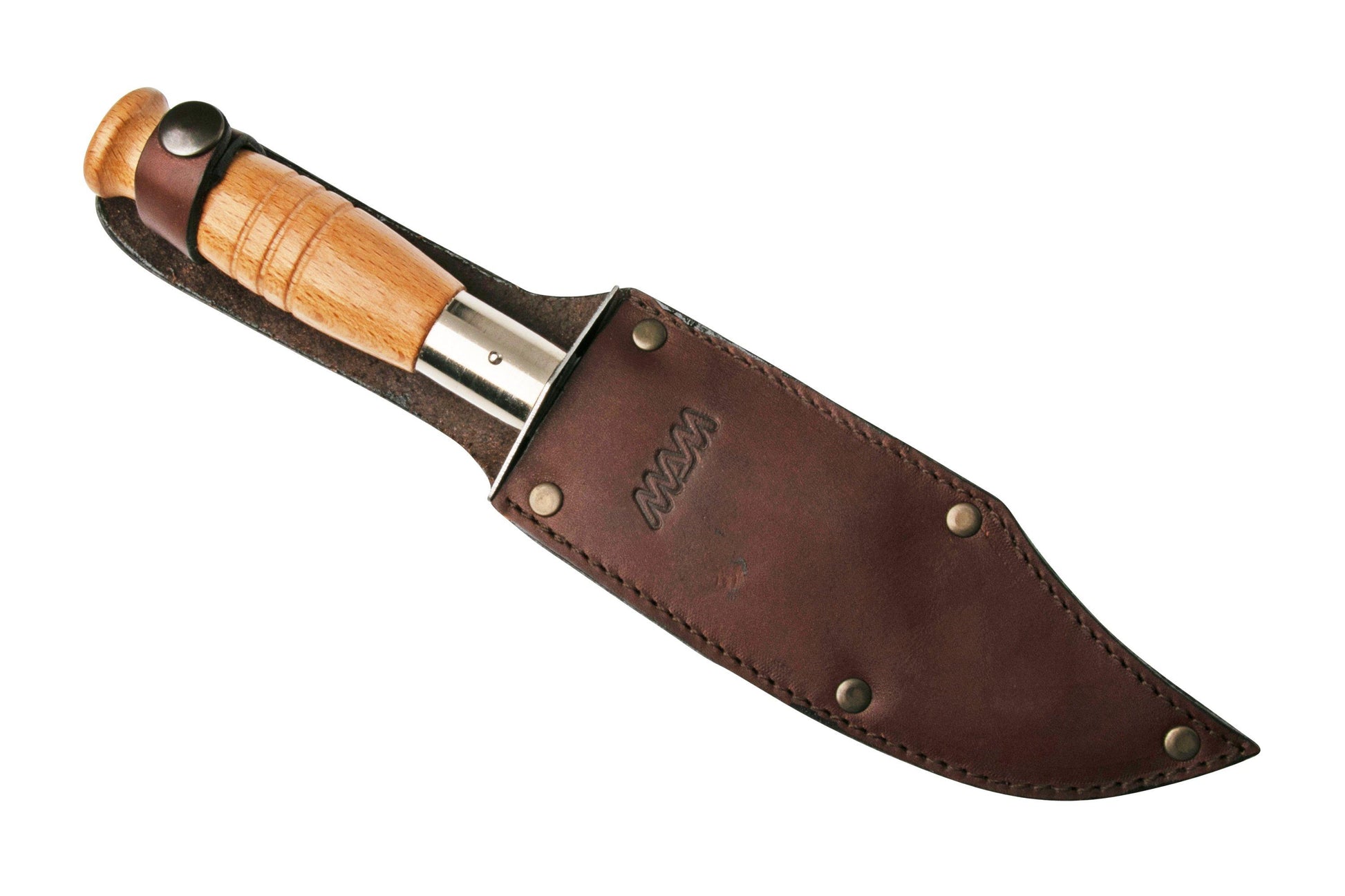 MAM KNIFE 70 9.625" Hunting Fixed Blade Knife with Leather Sheath and Wood Handle || Crossfire.Pk - Crossfire.Pk